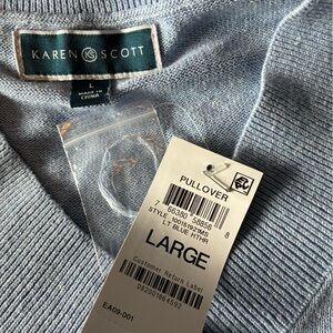 Karen Scott Sky Blue V-Neck Sweater